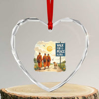 Walk For Peace Aloka the Dog and Monks Heart Crystal Glass Ornament