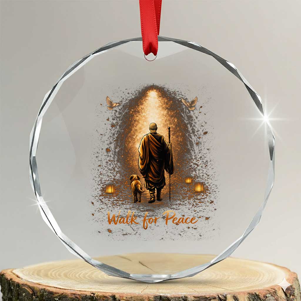 Walk for Peace Lantern Path Crystal Glass Ornament Monk and Aloka the Dog Spiritual Journey