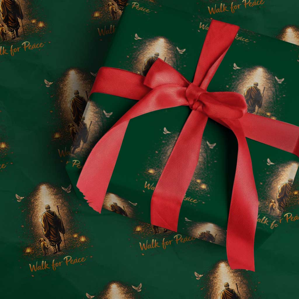 Walk for Peace Lantern Path Wrapping Paper Roll Monk and Aloka the Dog Spiritual Journey