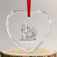 Walk for Peace Walking Monks and Aloka the Dog Heart Crystal Glass Ornament Buddhist Mindfulness Spiritual Religious Faith