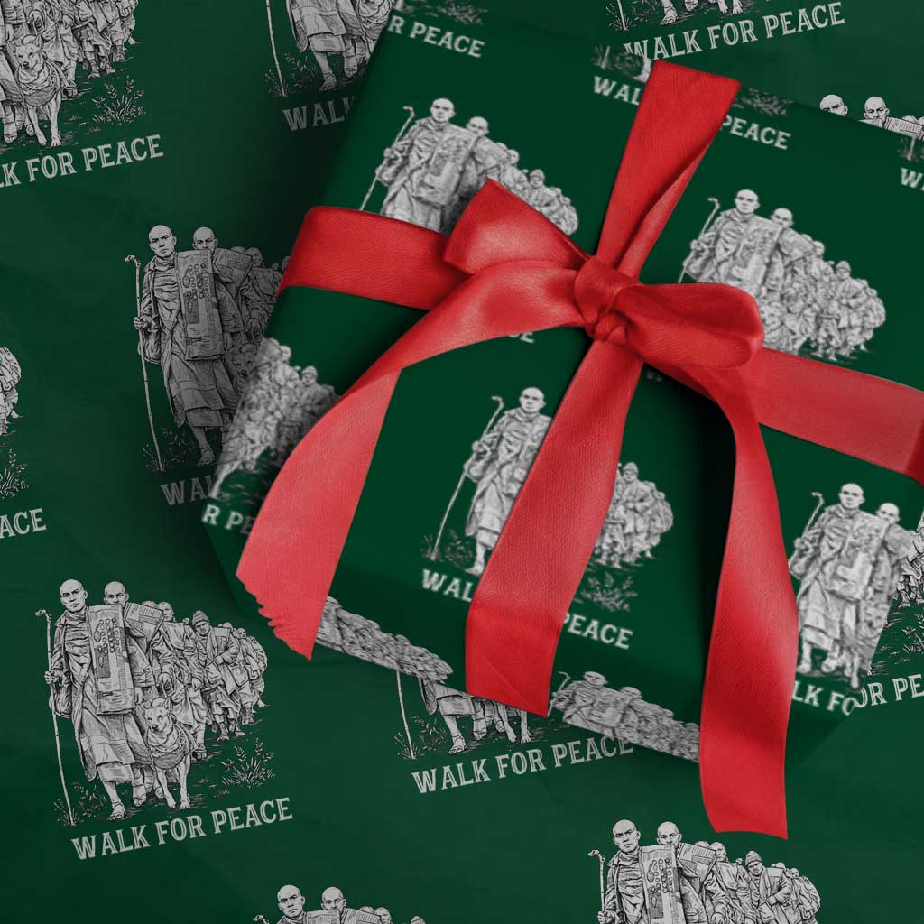 Walk for Peace Walking Monks and Aloka the Dog Wrapping Paper Roll Buddhist Mindfulness Spiritual Religious Faith