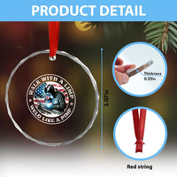 Walk With A Limp Weld Like A Pimp Crystal Glass Ornament Funny Welding Welder Patriotic American Flag - Wonder Print Shop