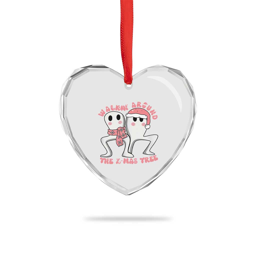Walkin Around The Xmas Tree Heart Crystal Glass Ornament Fresno Nightcrawler Cryptid Christmas Gift - Wonder Print Shop
