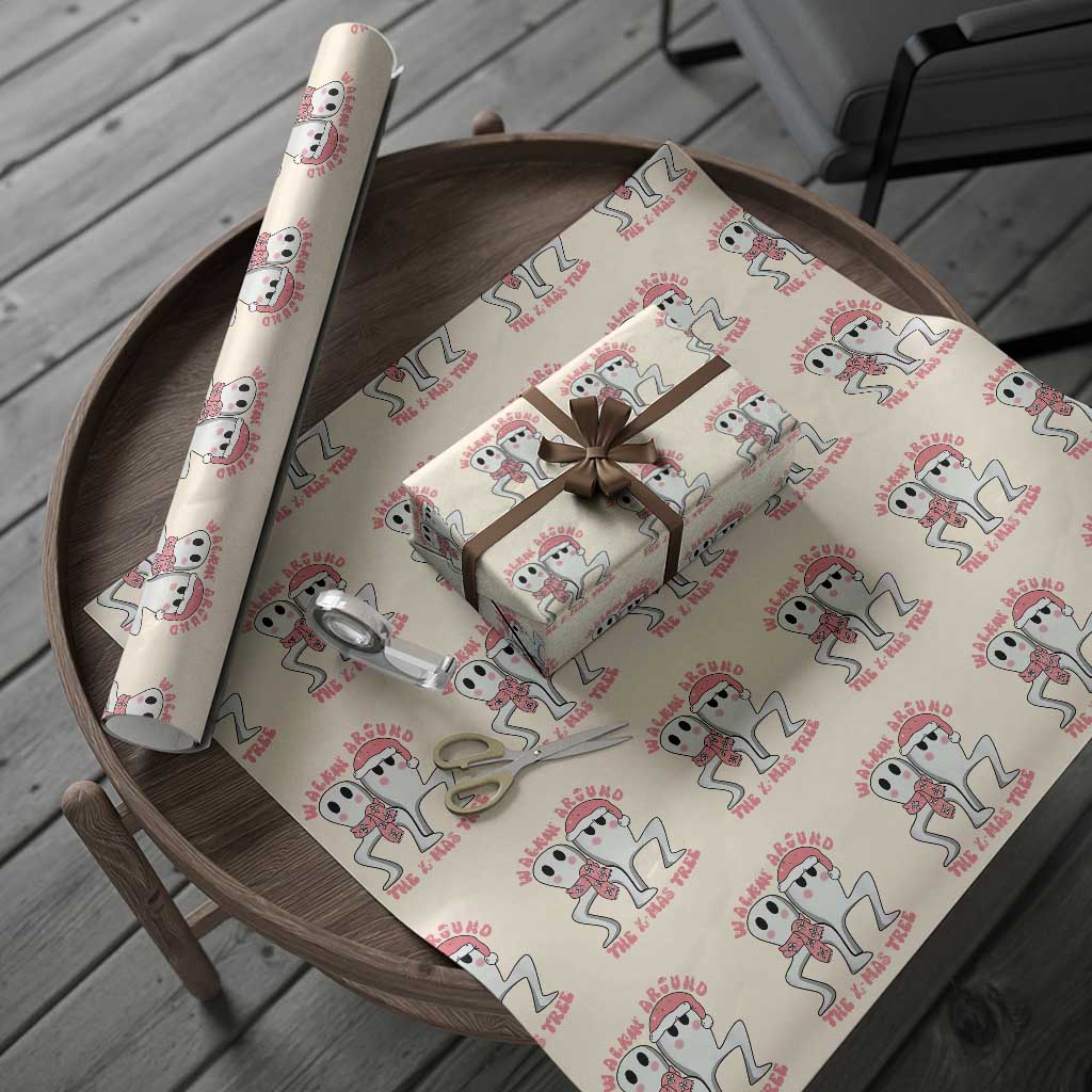 Walkin Around The Xmas Tree Wrapping Paper Roll Fresno Nightcrawler Cryptid Christmas Gift - Wonder Print Shop
