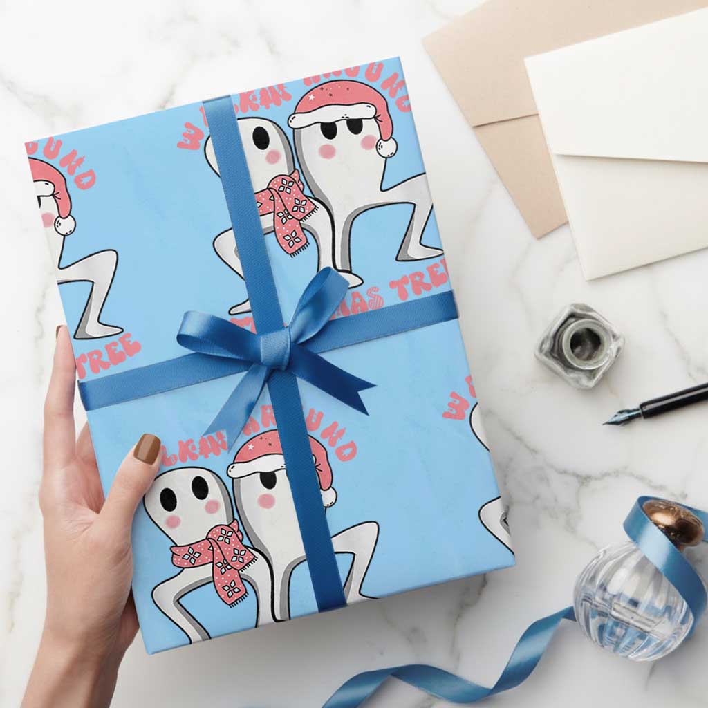 Walkin Around The Xmas Tree Wrapping Paper Roll Fresno Nightcrawler Cryptid Christmas Gift - Wonder Print Shop