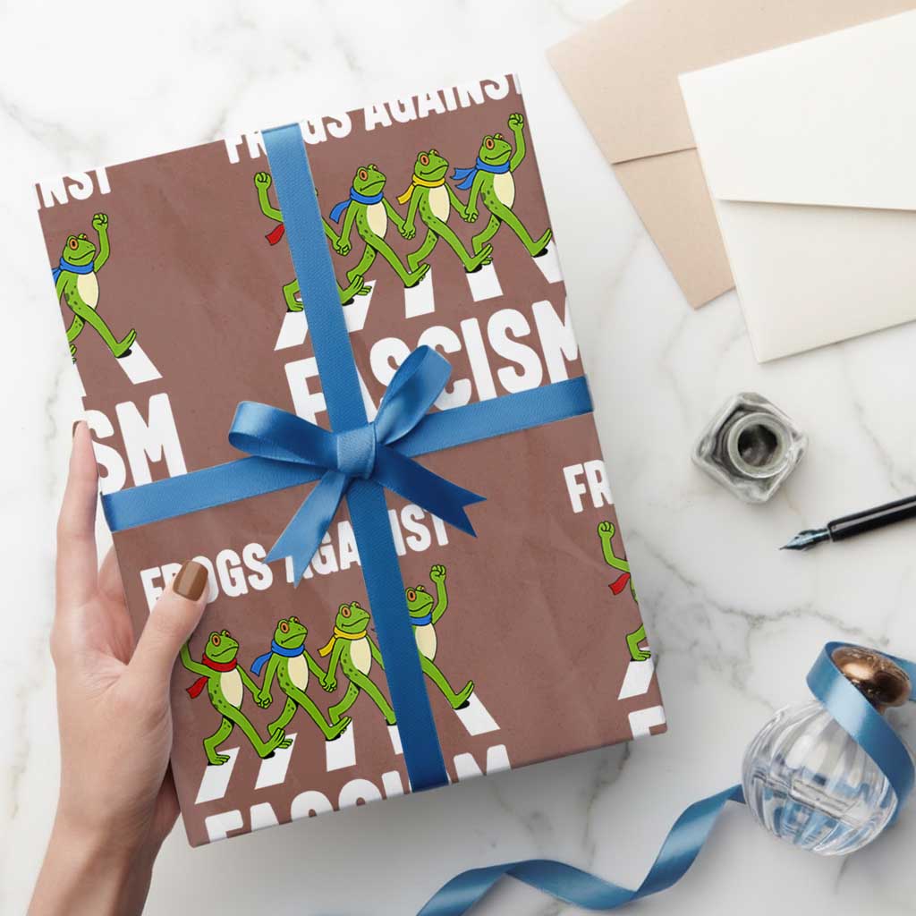 Walking Frog Against Fascism Wrapping Paper Roll Frogs Band Resistance Protest - Wonder Print Shop