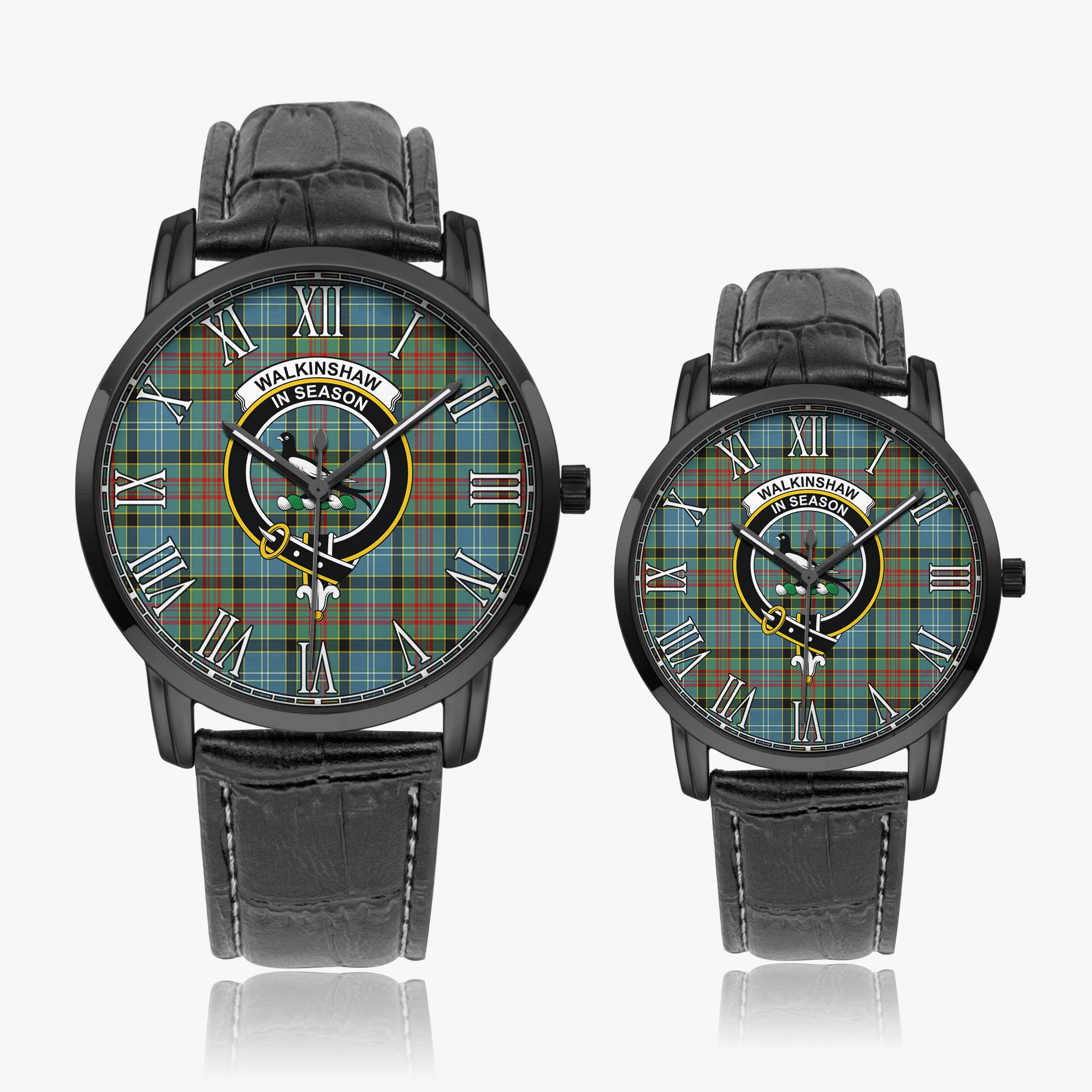 walkinshaw-family-crest-quartz-watch-with-leather-strap-tartan-instafamous-quartz-leather-strap-watch