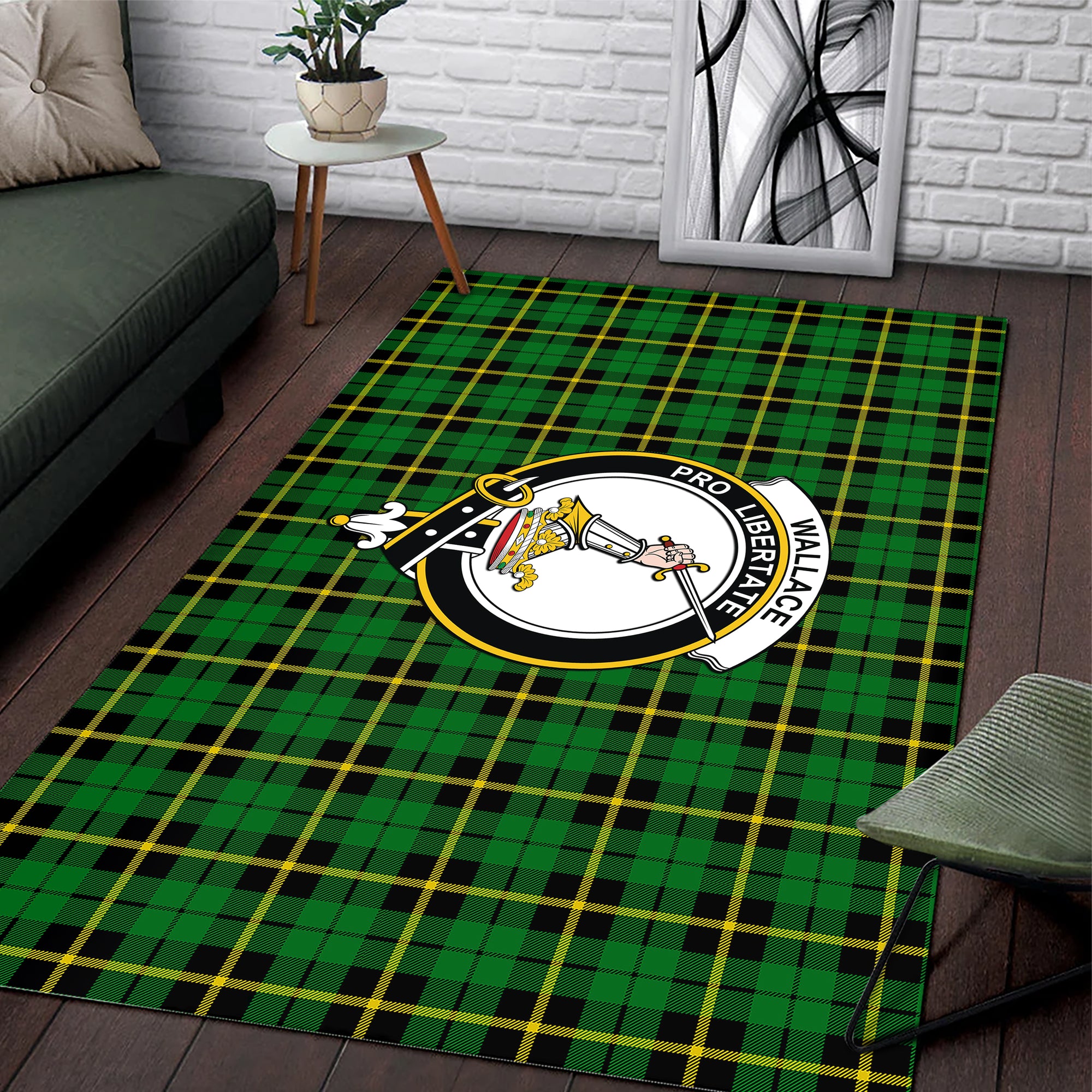 wallace-hunting-green-clan-tartan-rug-family-crest-tartan-plaid-rug-clan-scotland-tartan-area-rug