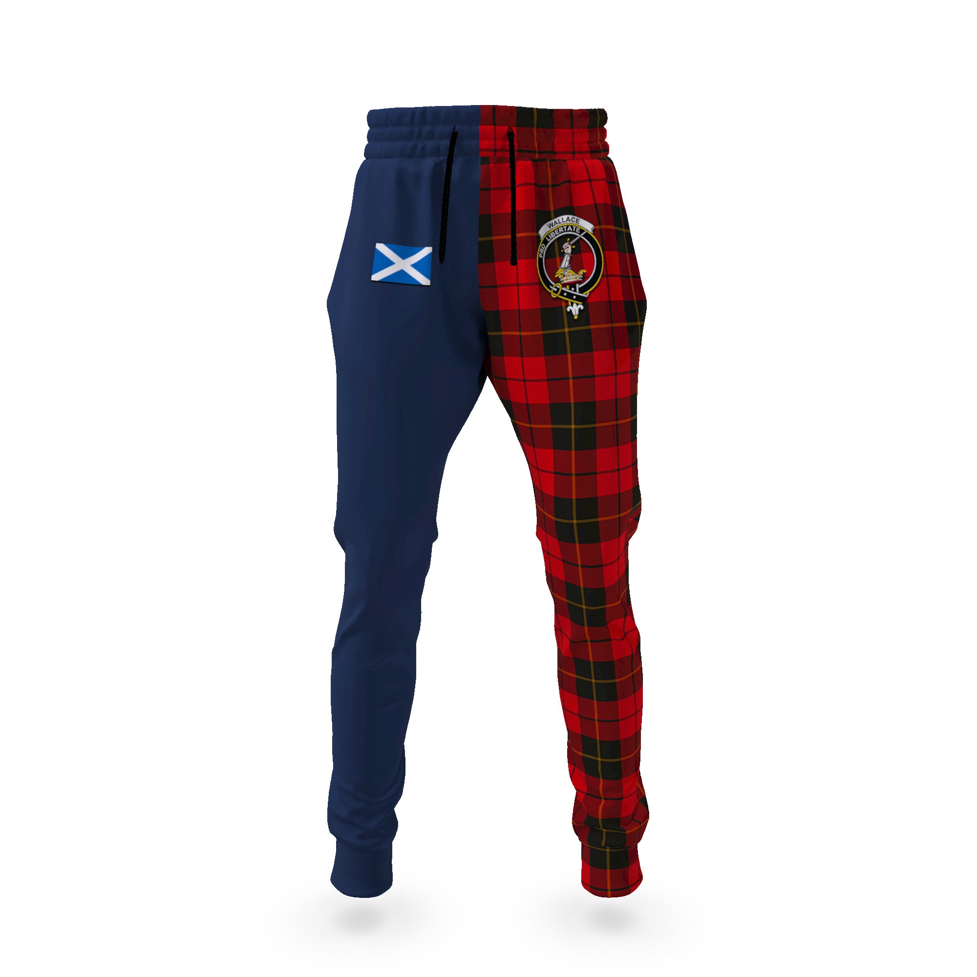 wallace-weathered-tartan-plaid-joggers-family-crest-tartan-joggers-with-scottish-flag-half-style