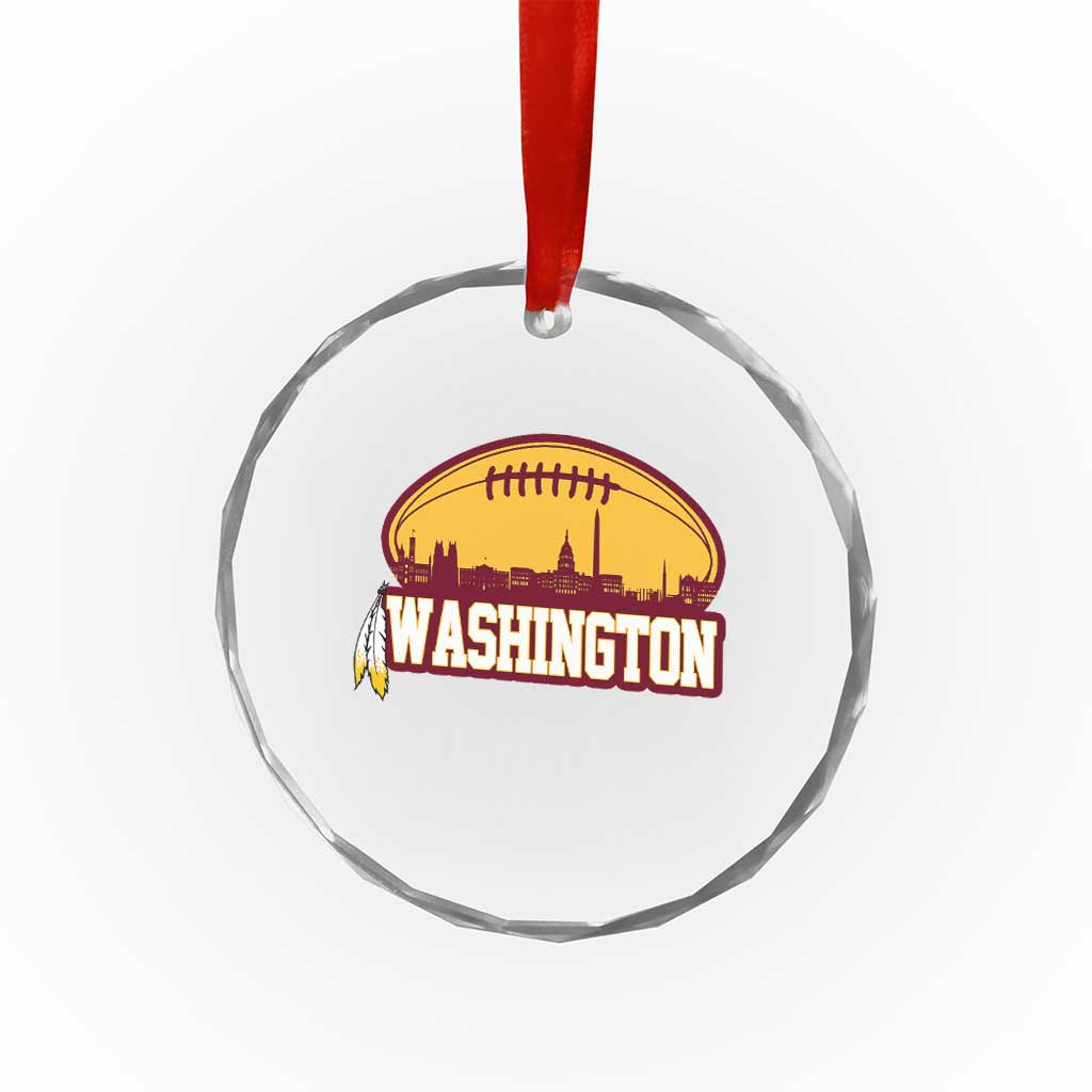 Washington Crystal Glass Ornament Football Native American Feather - Wonder Print Shop
