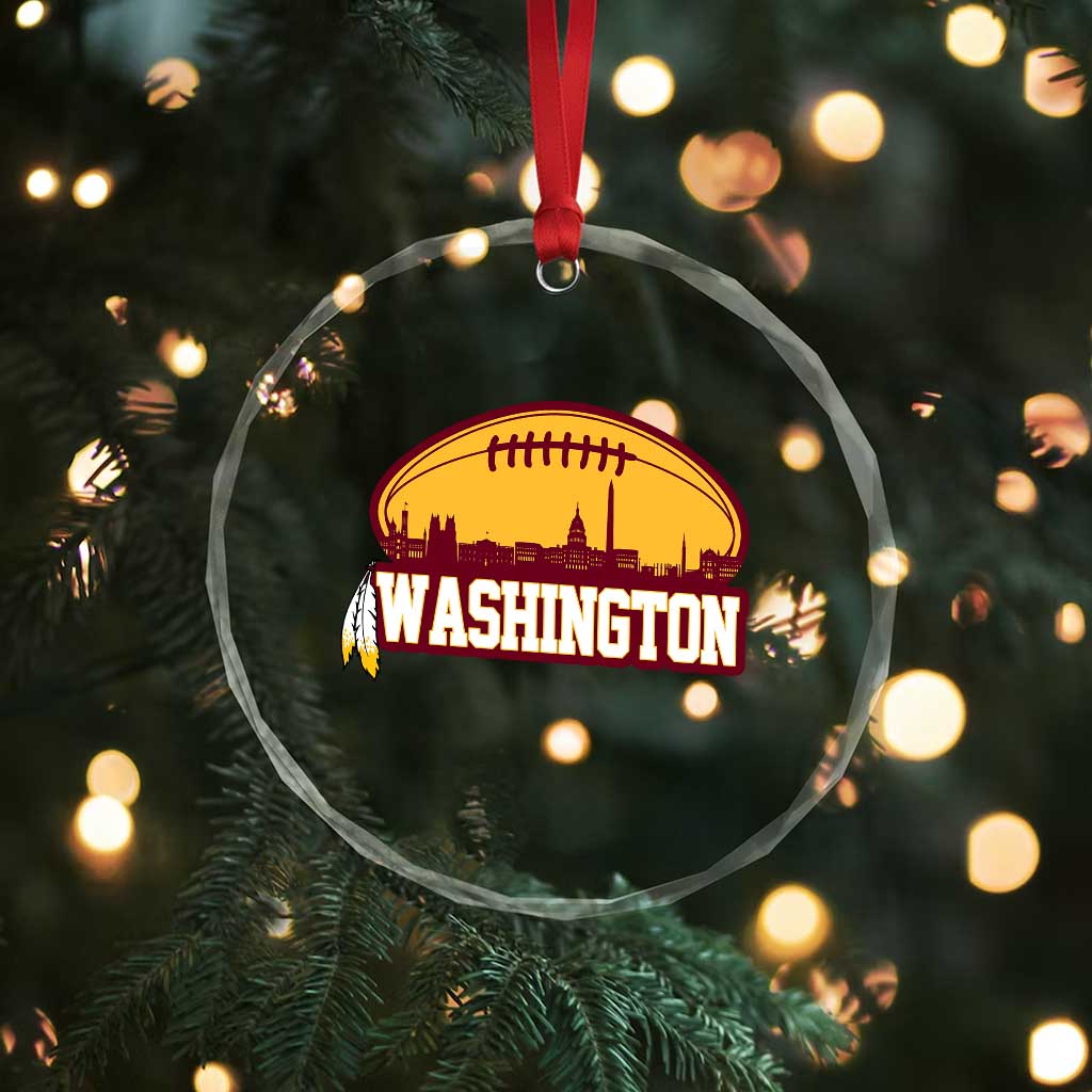 Washington Crystal Glass Ornament Football Native American Feather - Wonder Print Shop