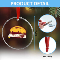 Washington Crystal Glass Ornament Football Native American Feather - Wonder Print Shop