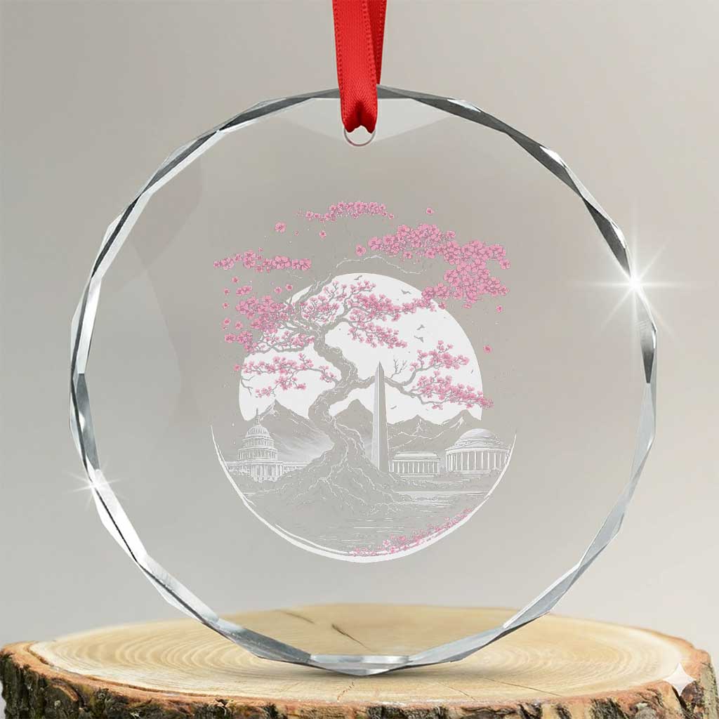 Washington DC Cherry Blossoms Monuments Memorials Japanese Style Crystal Glass Ornament