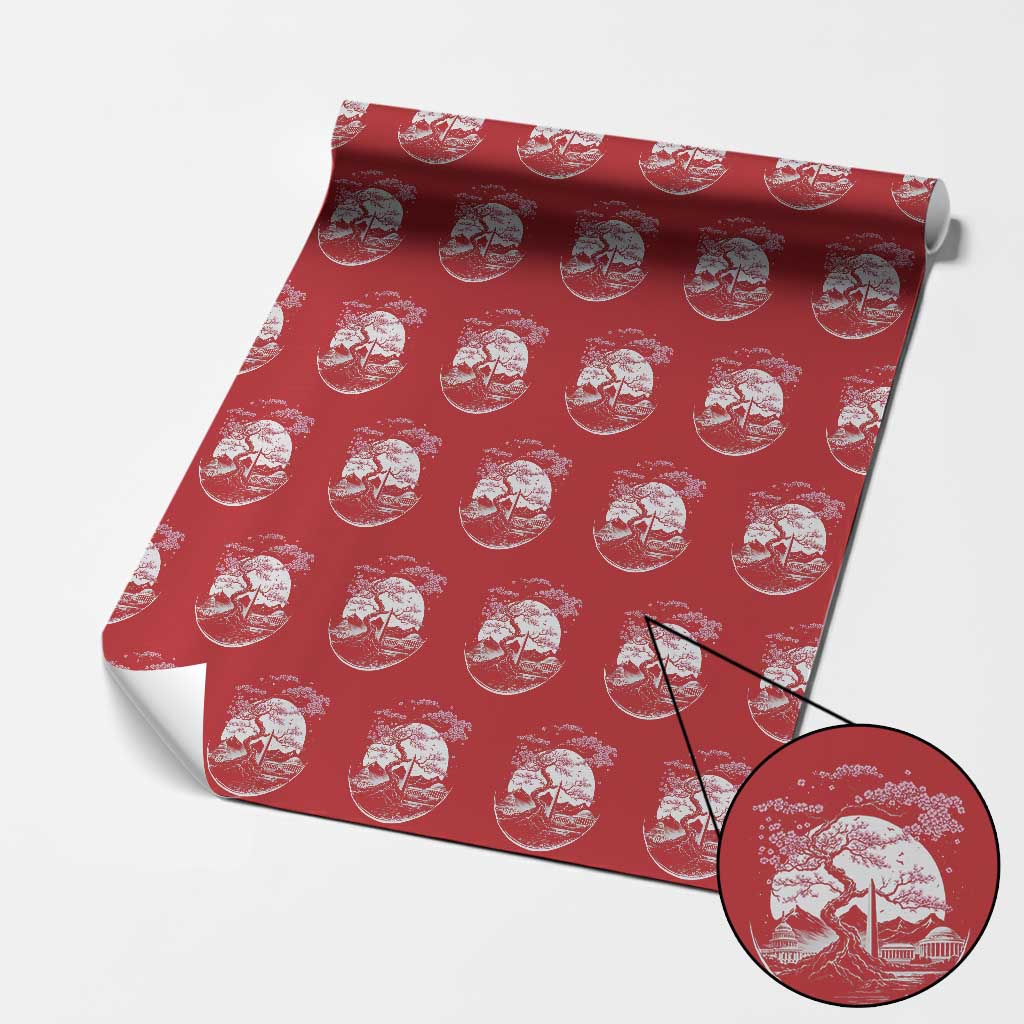 Washington DC Cherry Blossoms Monuments Memorials Japanese Style Wrapping Paper Roll