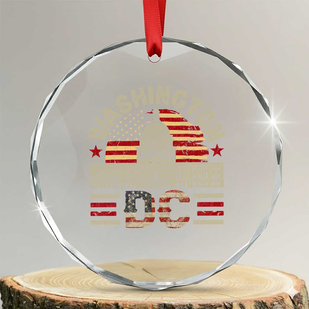 Washington DC Crystal Glass Ornament Retro US Flag Souvenir Gift