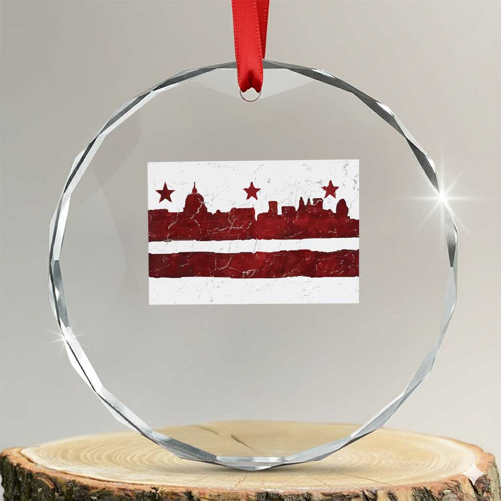 Washington DC Flag Crystal Glass Ornament