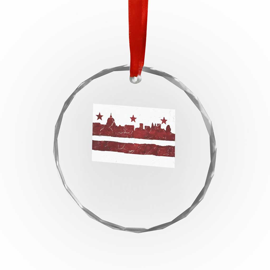 Washington DC Flag Crystal Glass Ornament