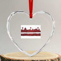 Washington DC Flag Heart Crystal Glass Ornament