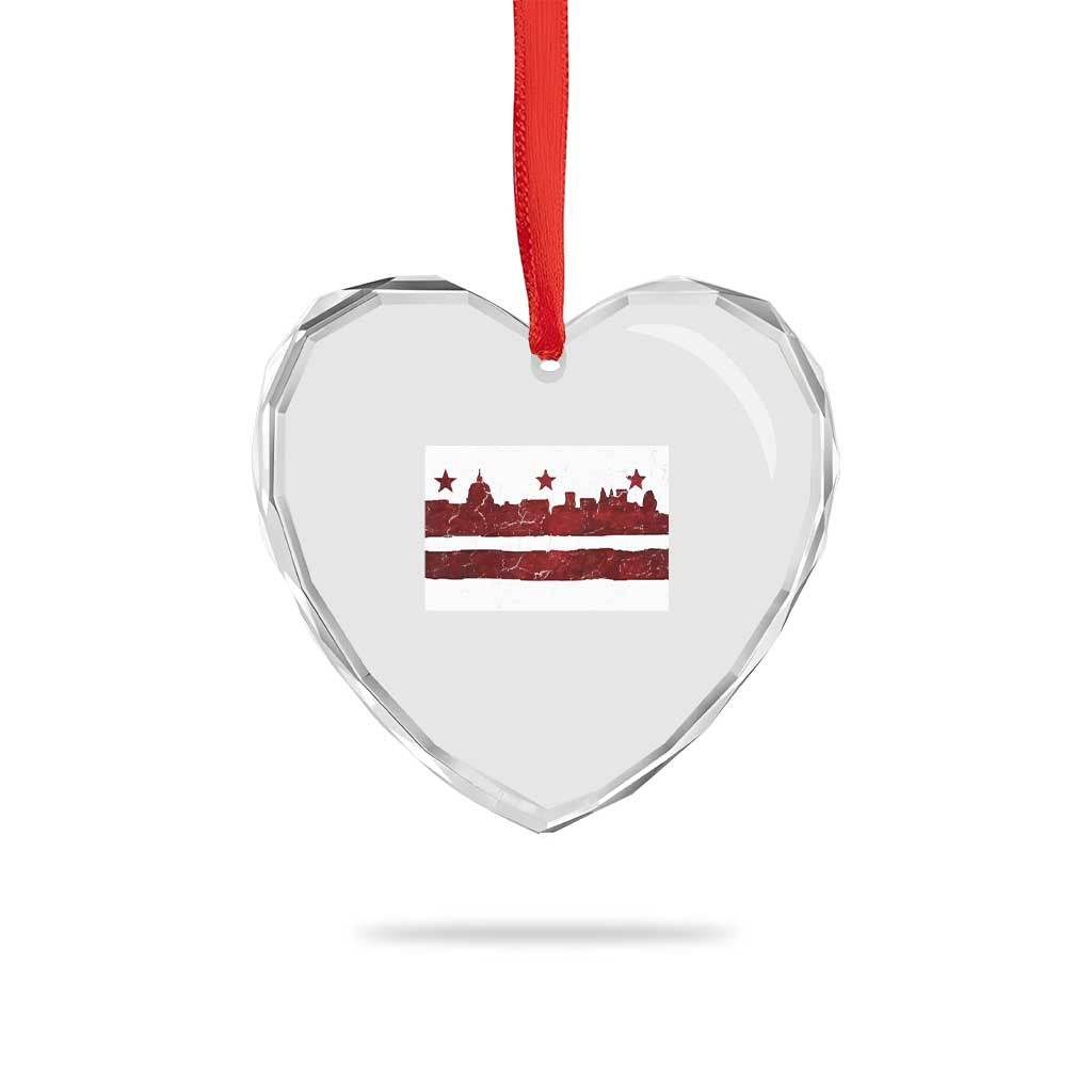 Washington DC Flag Heart Crystal Glass Ornament