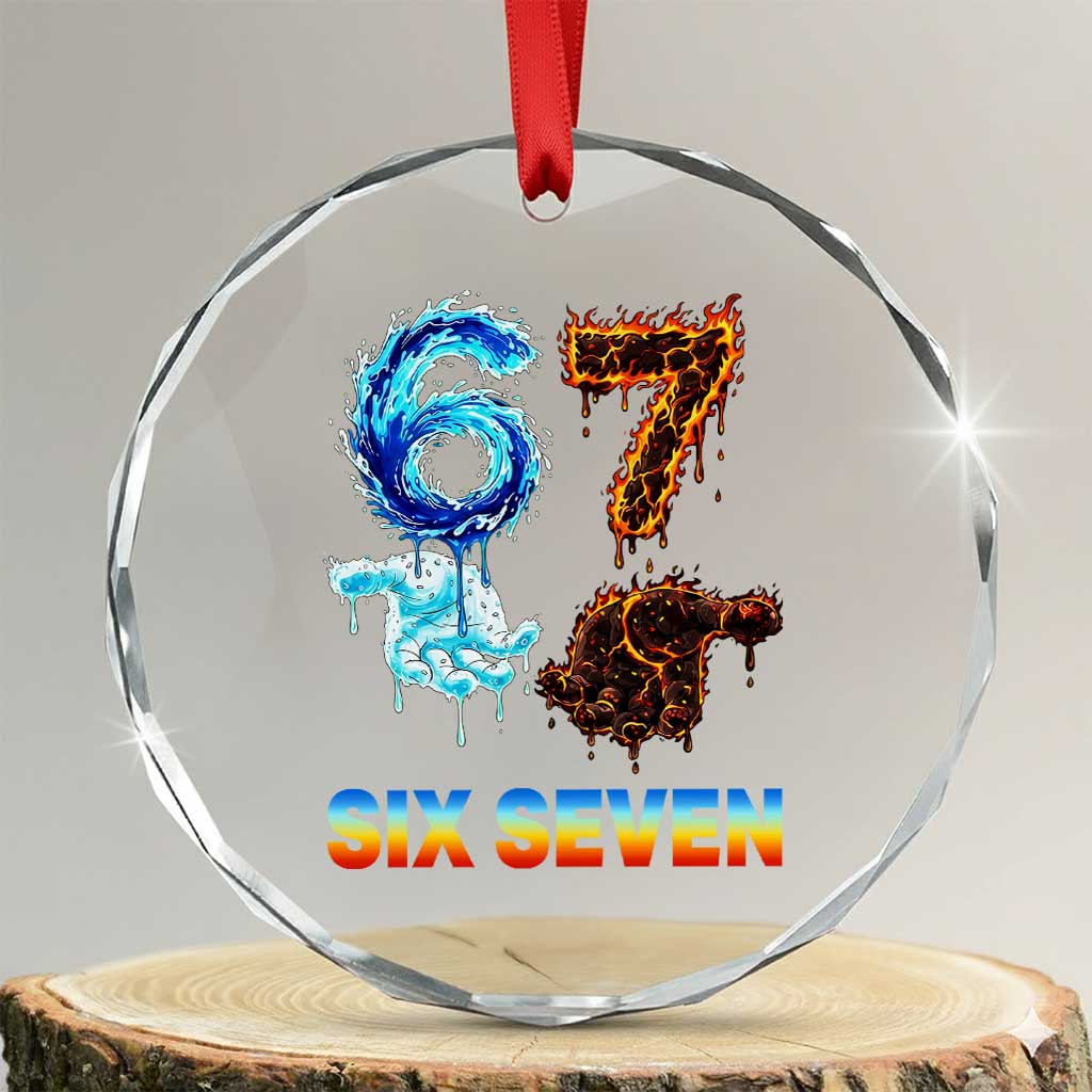 Water Fire Element Six Seven Crystal Glass Ornament Trendy Meme Gift