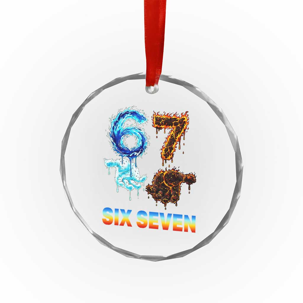 Water Fire Element Six Seven Crystal Glass Ornament Trendy Meme Gift