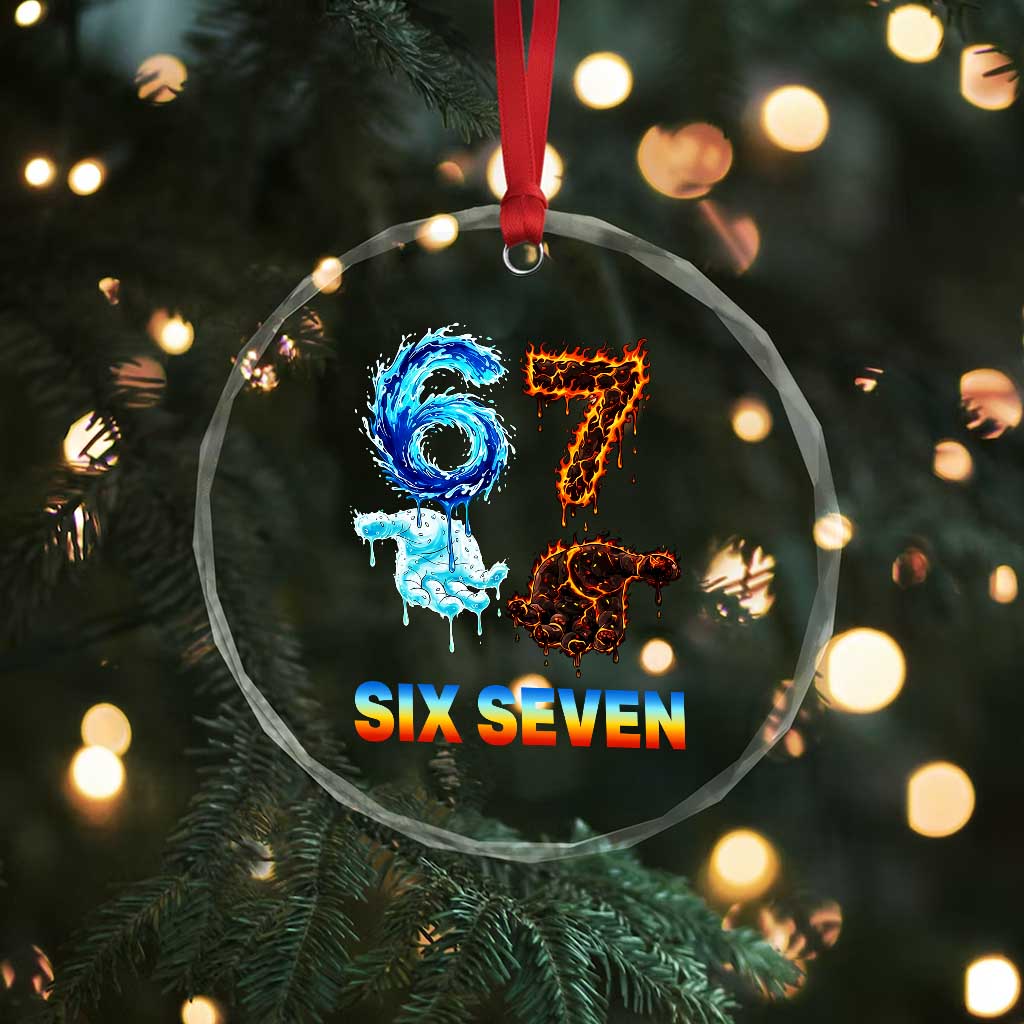 Water Fire Element Six Seven Crystal Glass Ornament Trendy Meme Gift