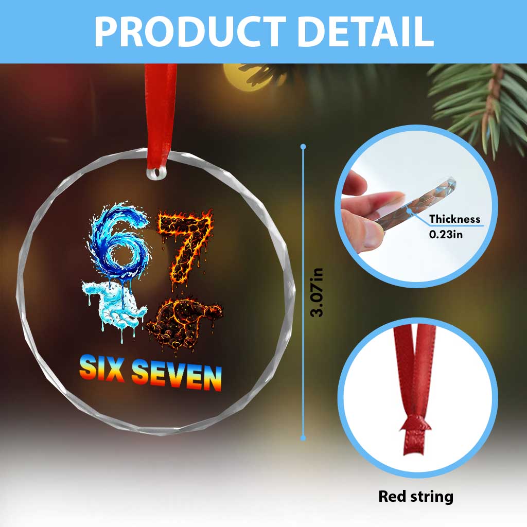 Water Fire Element Six Seven Crystal Glass Ornament Trendy Meme Gift
