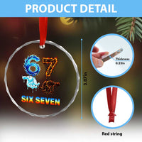 Water Fire Element Six Seven Crystal Glass Ornament Trendy Meme Gift