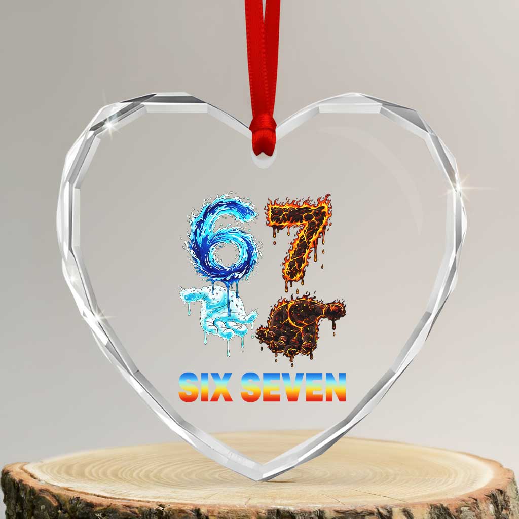 Water Fire Element Six Seven Heart Crystal Glass Ornament Trendy Meme Gift