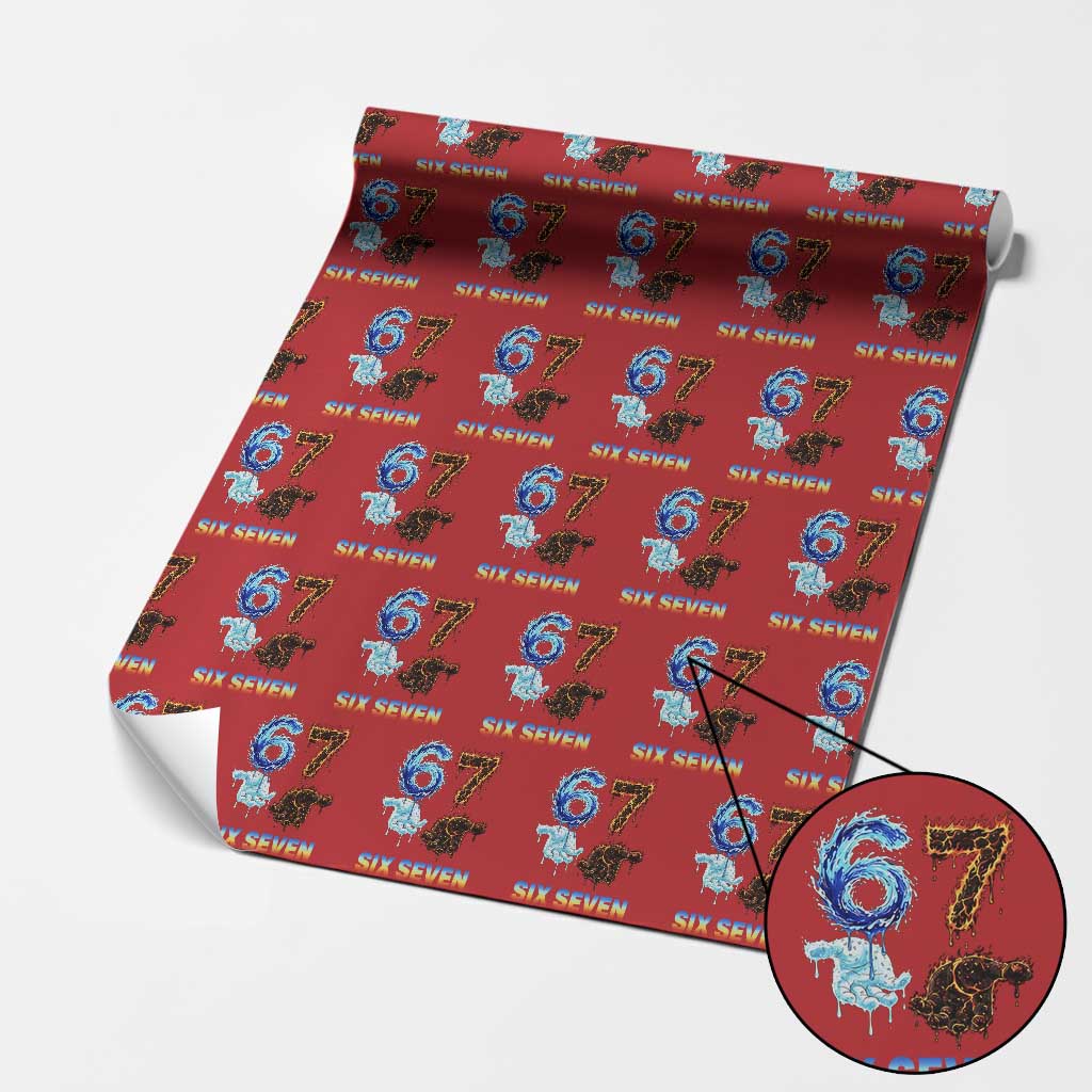 Water Fire Element Six Seven Wrapping Paper Roll Trendy Meme Gift