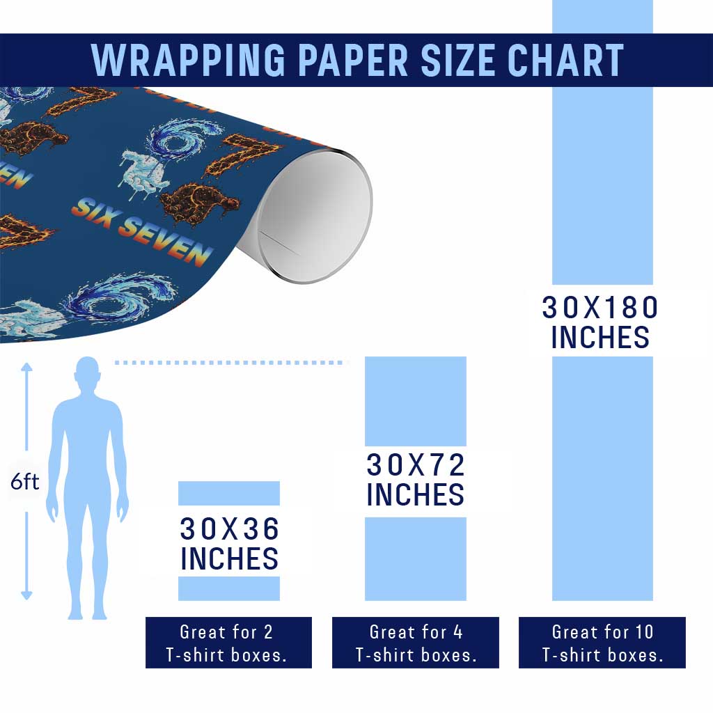 Water Fire Element Six Seven Wrapping Paper Roll Trendy Meme Gift