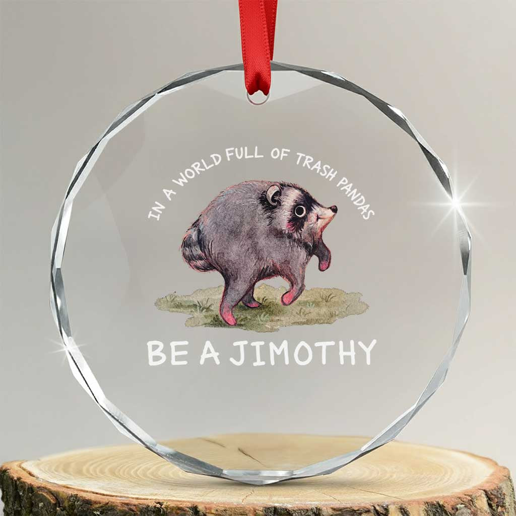 Watercolor Jimothy the Raccoon Crystal Glass Ornament In A World Full Of Trash Pandas Be A Jimothy