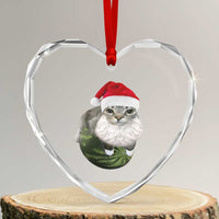 Watermelon Cat Christmas Heart Crystal Glass Ornament Funny Silly Kitten Meme - Wonder Print Shop