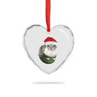 Watermelon Cat Christmas Heart Crystal Glass Ornament Funny Silly Kitten Meme - Wonder Print Shop