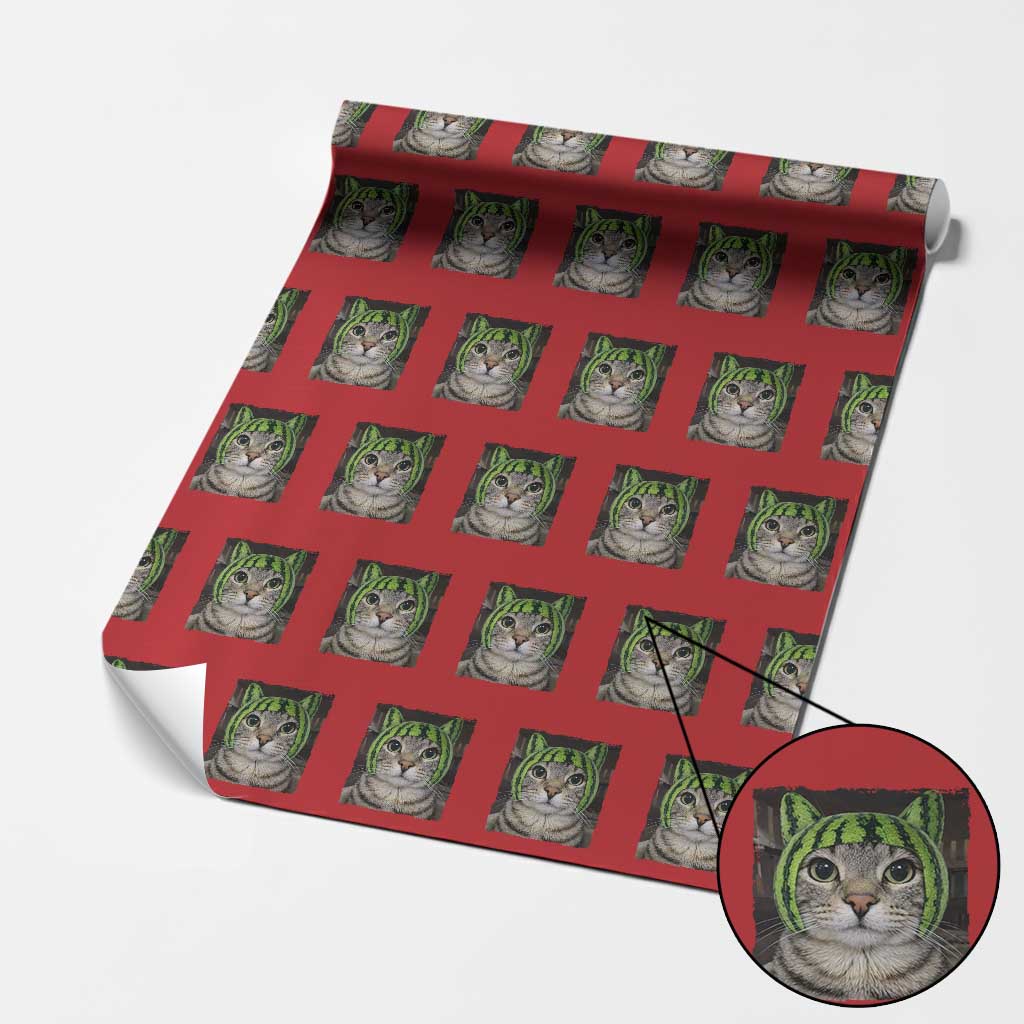 Watermelon Cat Silly Cat Meme Wrapping Paper Roll