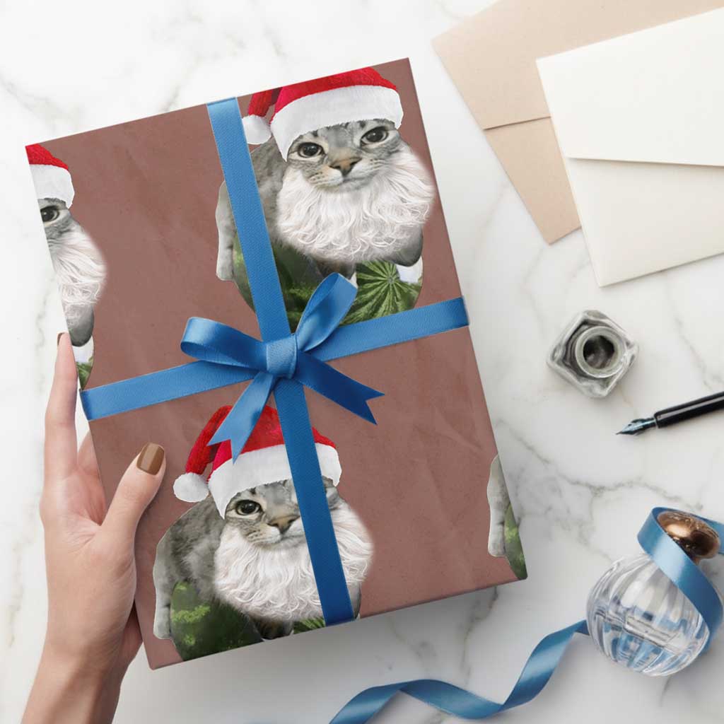 Watermelon Cat Xmas Wrapping Paper Roll Funny Silly Kitten Meme - Wonder Print Shop