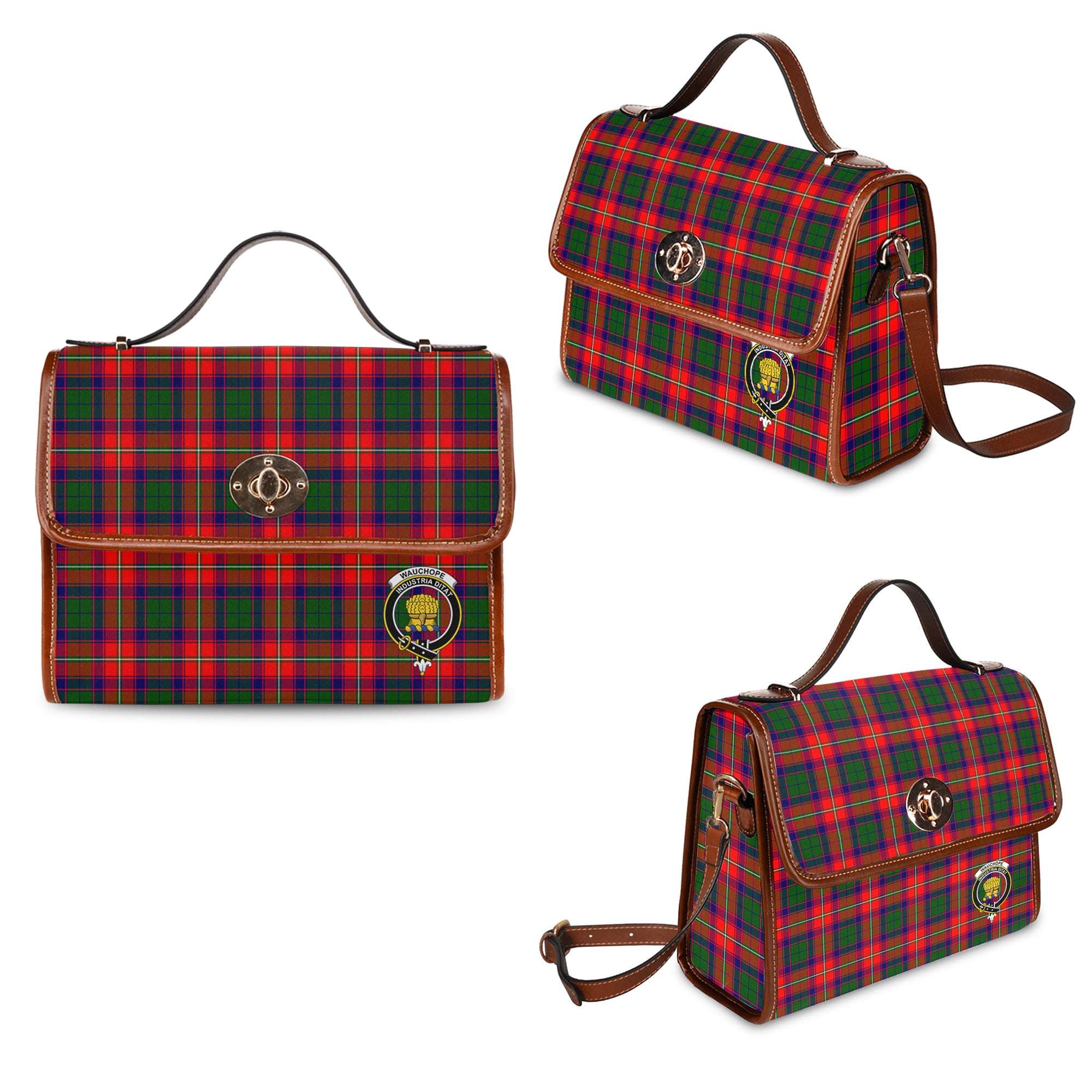 wauchope-family-crest-tartan-canvas-bag-with-leather-shoulder-strap