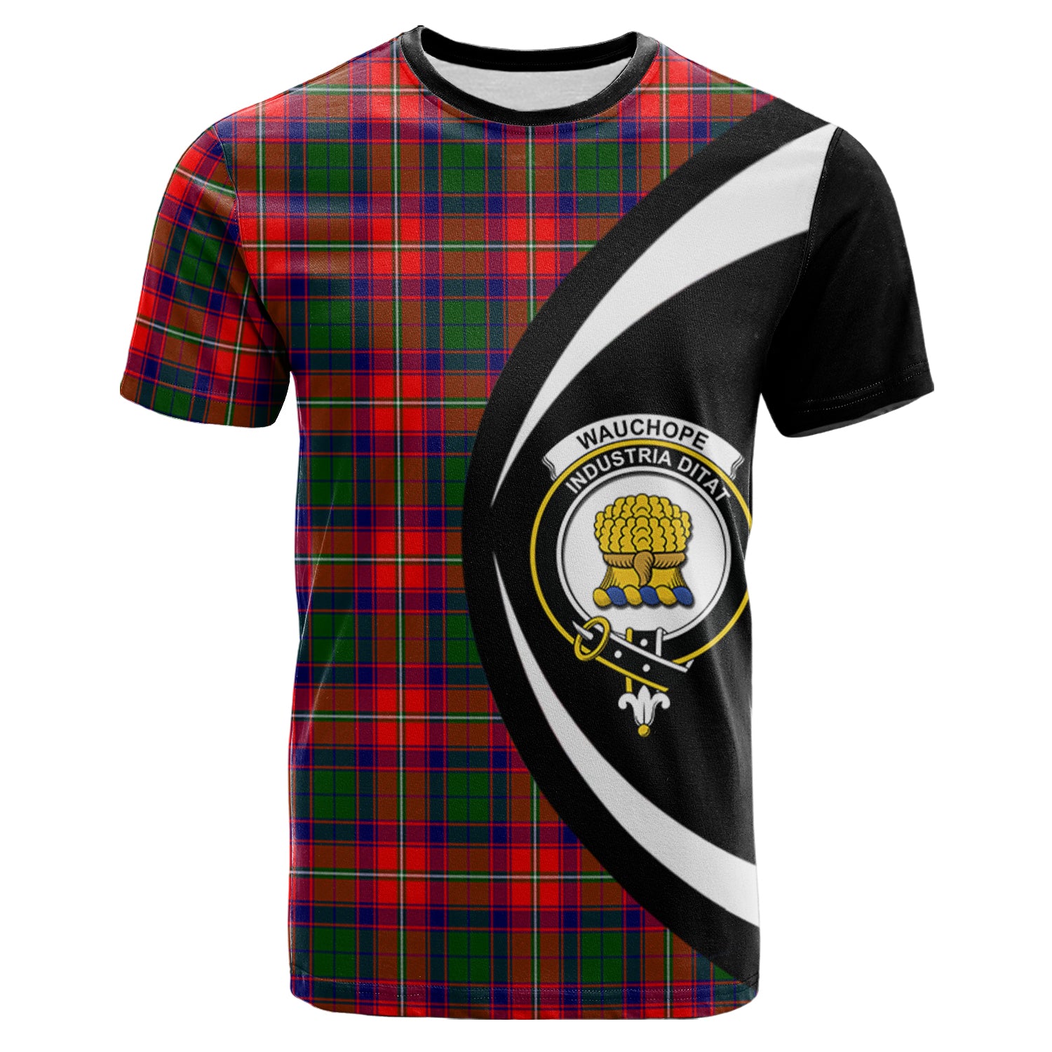 scottish-wauchope-clan-crest-circle-style-tartan-t-shirt