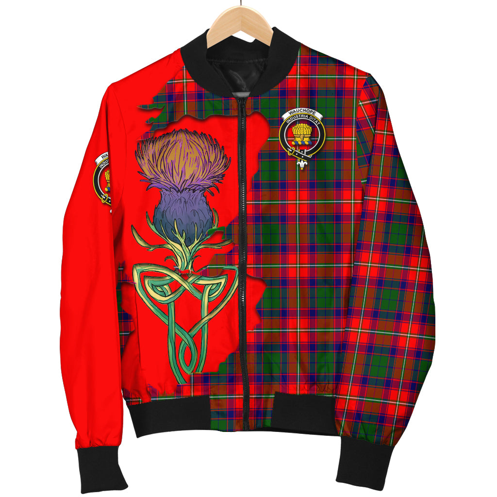 wauchope-tartan-family-crest-bomber-jacket-tartan-plaid-with-thistle-and-scotland-map-jacket