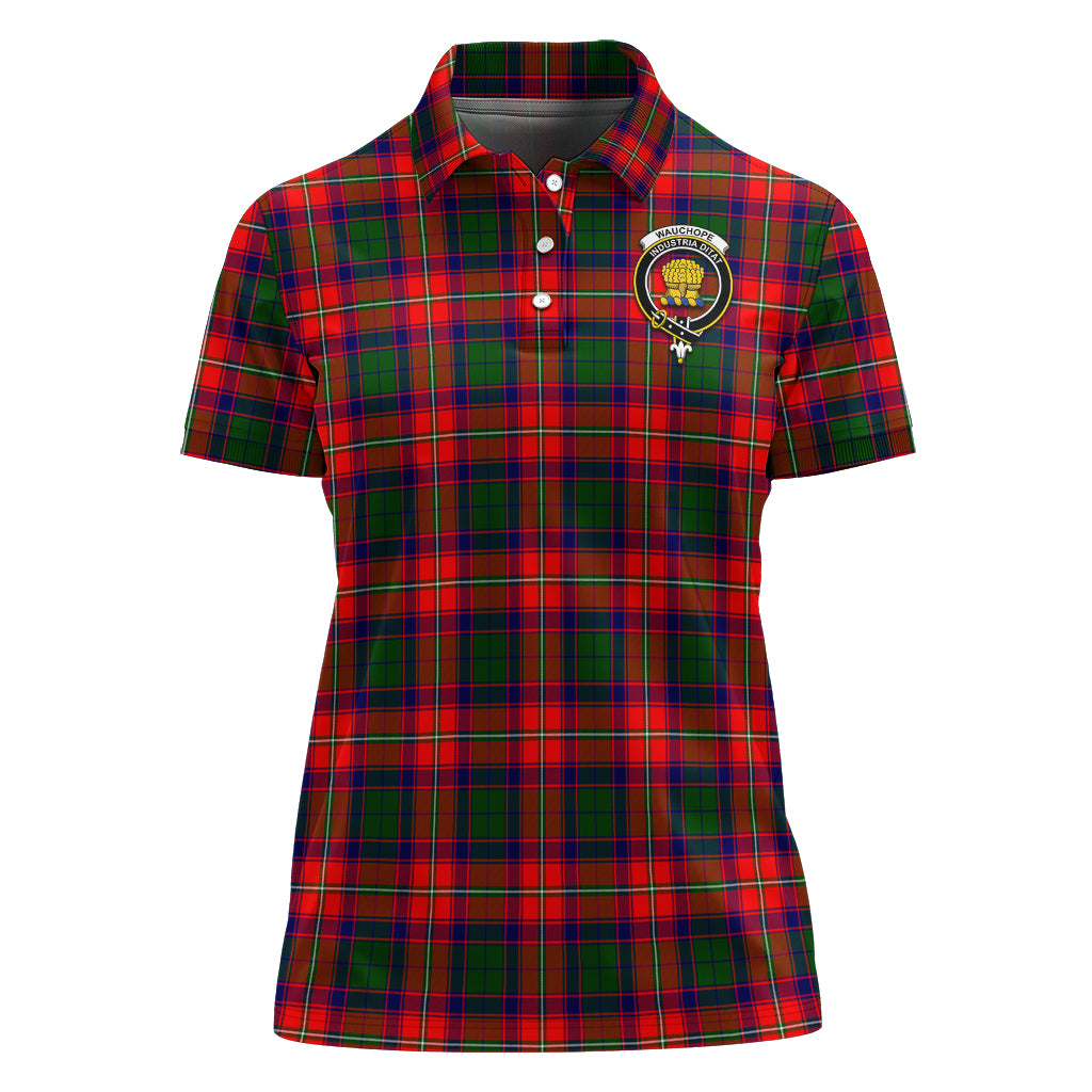 wauchope-family-crest-tartan-golf-polo-for-women-tartan-womens-polo-shirts