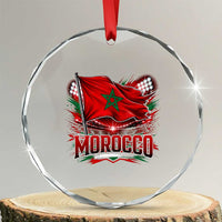 Waving Morocco Flag Stadium Lights Crystal Glass Ornament Patriotic Moroccan Soccer Fans
