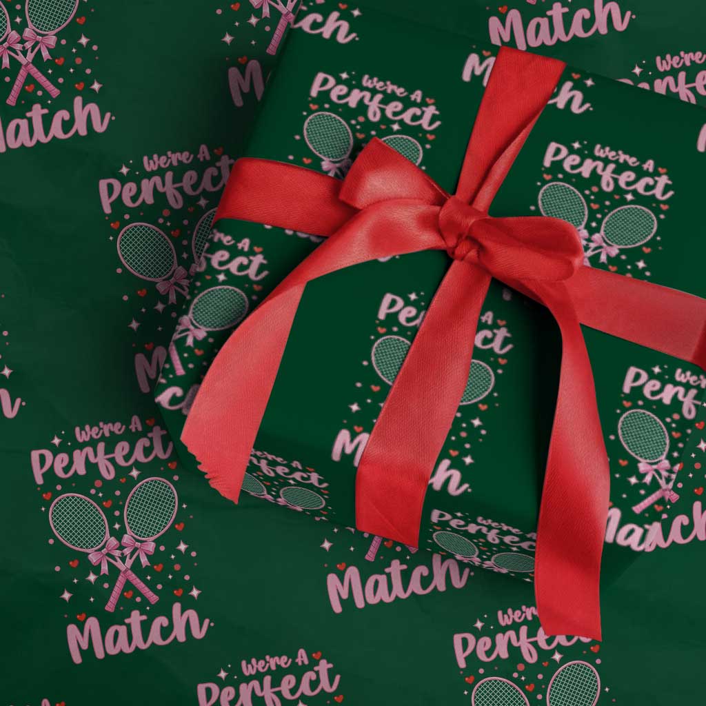 We Are A Perfect Match Wrapping Paper Roll Funny Tennis Valentines - Wonder Print Shop