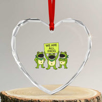 We Are All Frog Heart Crystal Glass Ornament Frogs Protest Together Strong - Wonder Print Shop