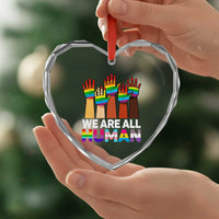 We Are All Human Rainbow Hands Heart Crystal Glass Ornament LGBTQ+ Unity Equality Pride Month - Wonder Print Shop