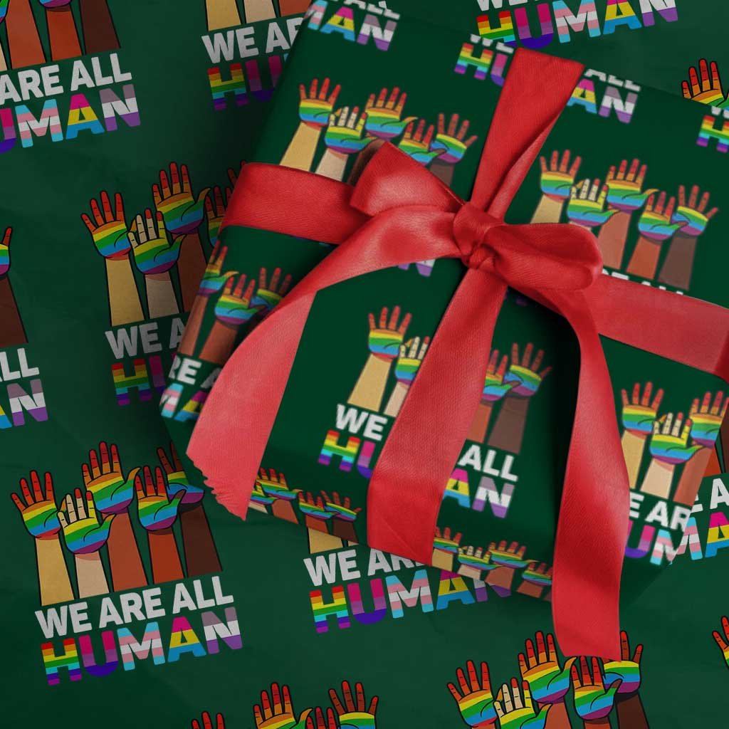 We Are All Human Rainbow Hands Wrapping Paper Roll LGBTQ+ Unity Equality Pride Month - Wonder Print Shop