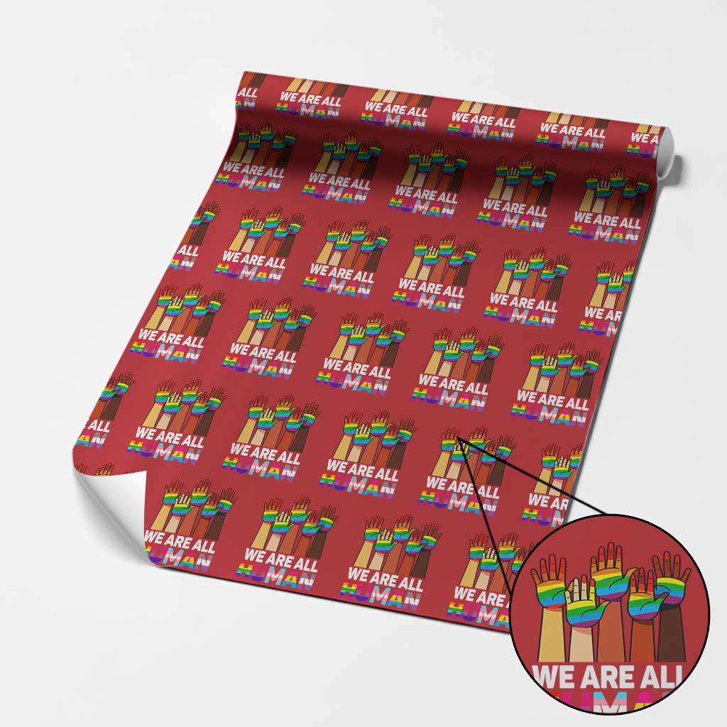 We Are All Human Rainbow Hands Wrapping Paper Roll LGBTQ+ Unity Equality Pride Month - Wonder Print Shop