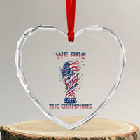 We Are Champions Heart Crystal Glass Ornament USA Soccer Lover Gift