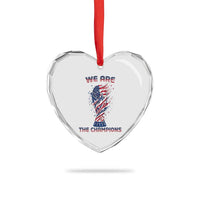 We Are Champions Heart Crystal Glass Ornament USA Soccer Lover Gift