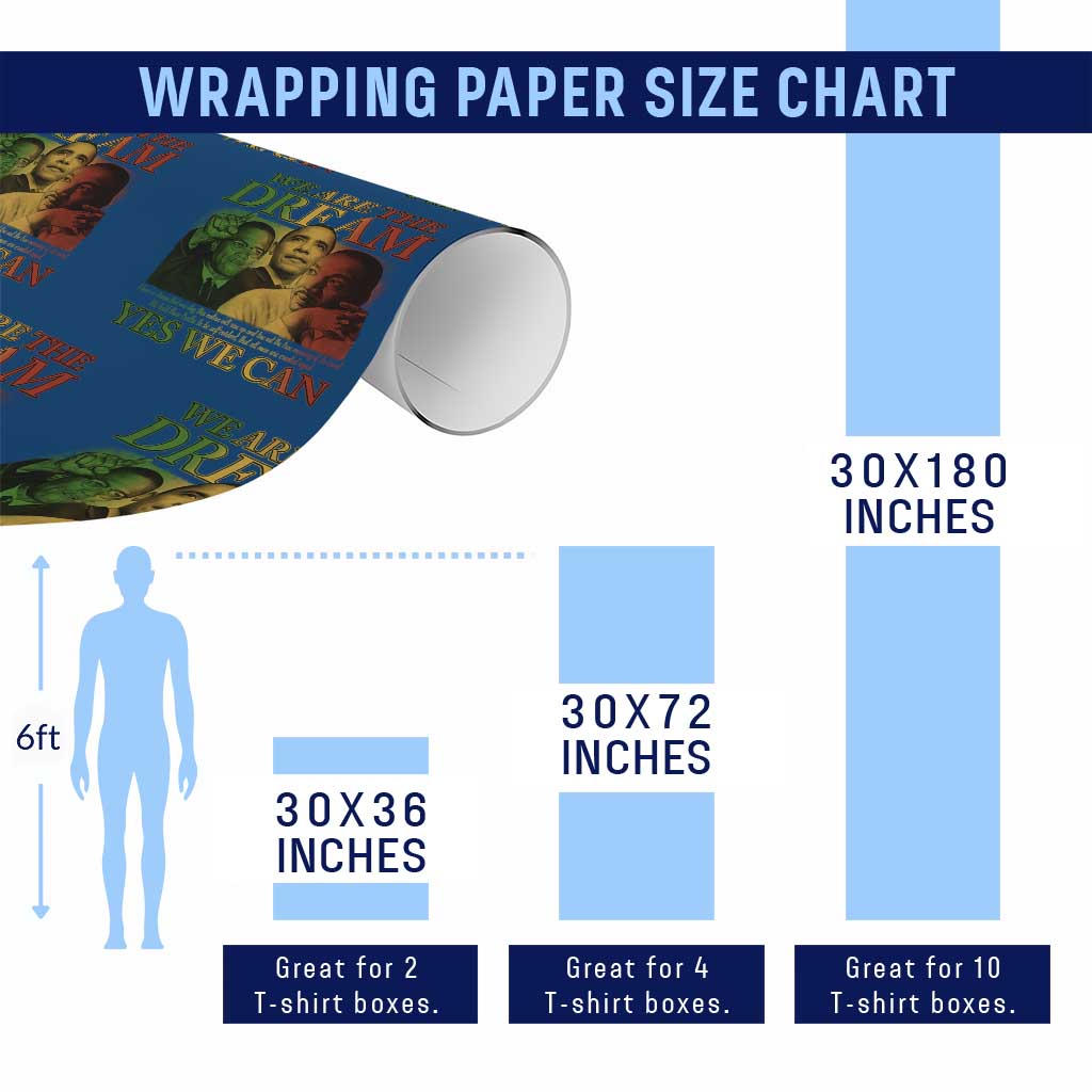 We Are The Dream Yes We Can Black History Month Wrapping Paper Roll Obama Martin Malcolm X