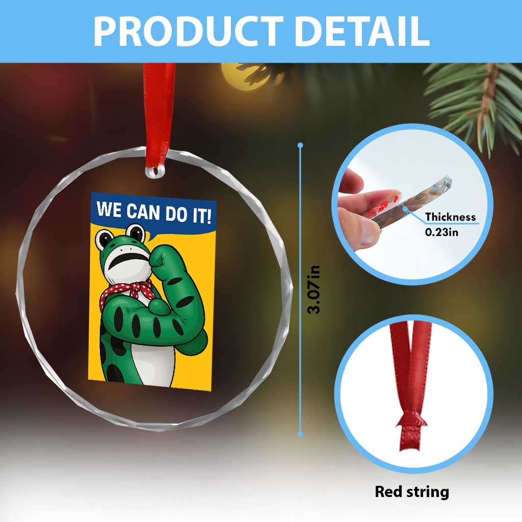 We Can Do It Rosie Frog Crystal Glass Ornament Resist Protest Parody Feminist Retro Poster - Wonder Print Shop